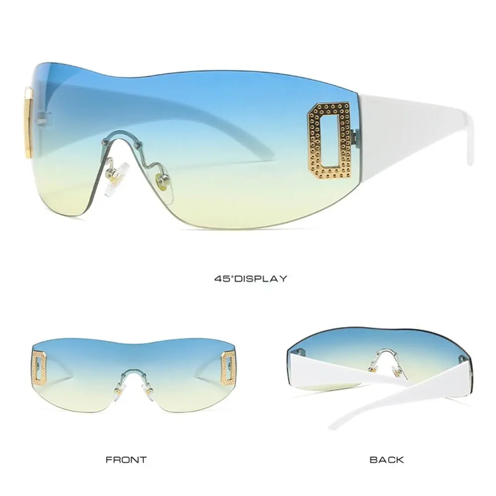 Luxury Y2K One Piece Sunglasses Women Brand Designer New Punk Sports Sun Glasses Men Goggle Shades UV400 Fashion Letter Eyewear