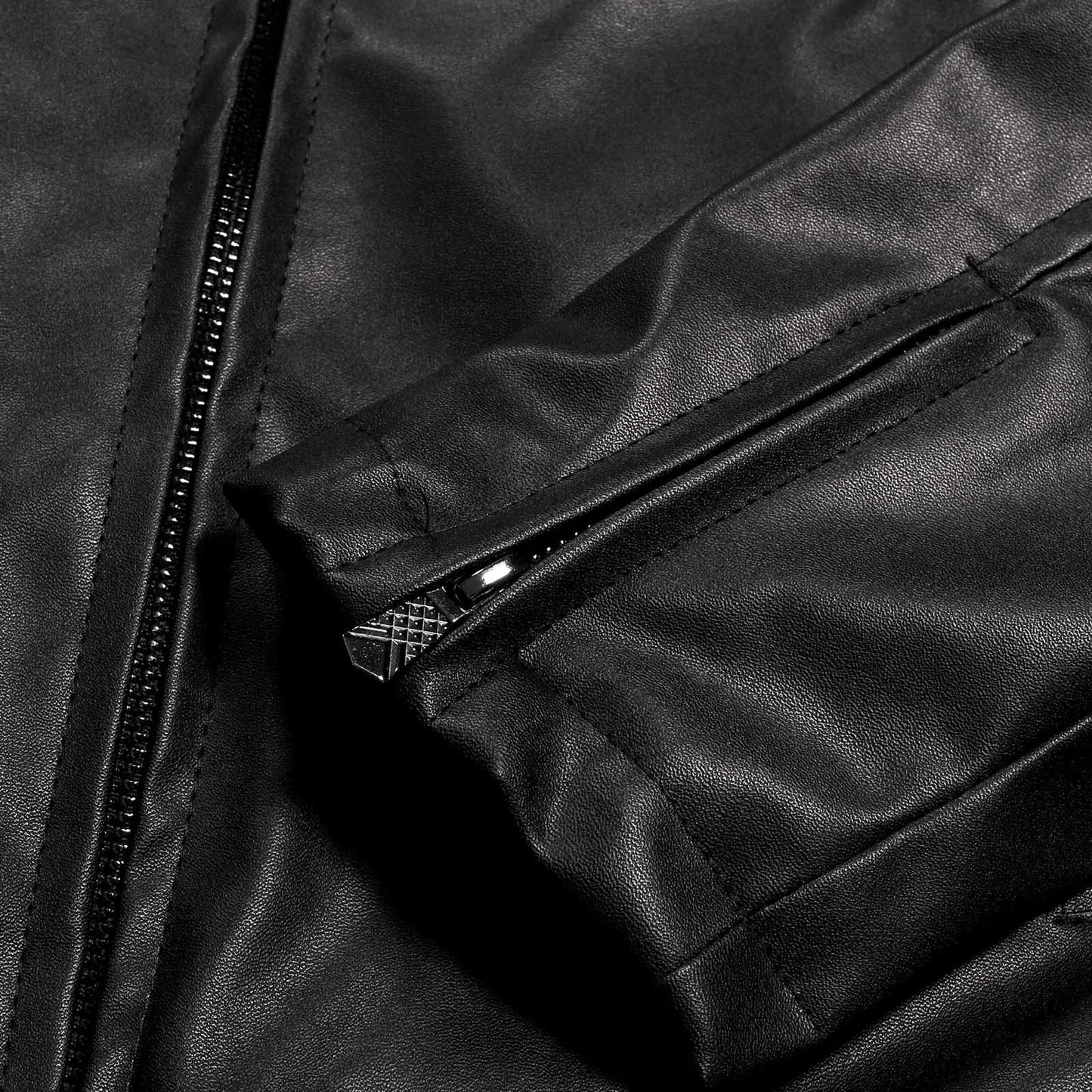 Jackets For Teens Coat Pocket Stand Faux Leather Men's Fashion