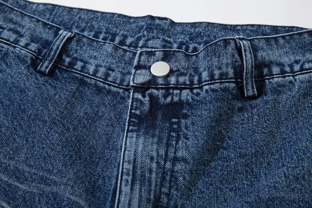 Vintage Streetwear Washed Blue Jeans Pants Mens and Womens Straight Baggy Casual Denim Trousers Oversized Loose Cargos