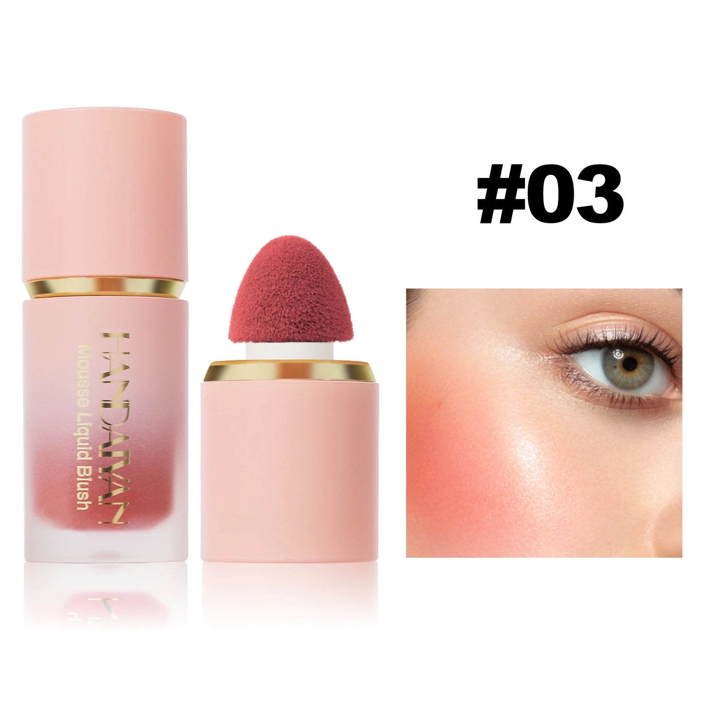 Handaiyan Matte Glitter Face Liquid Blusher Smooth Cheek Blush Highlighter Stick Rouge 03