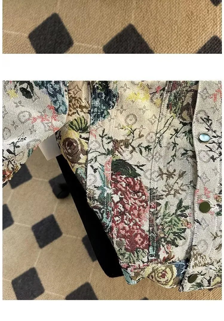 Men's Fashionable Denim Jacket High Quality Cross-Border Style Loose Fit Casual Scene Jacquard Lapel Jacket