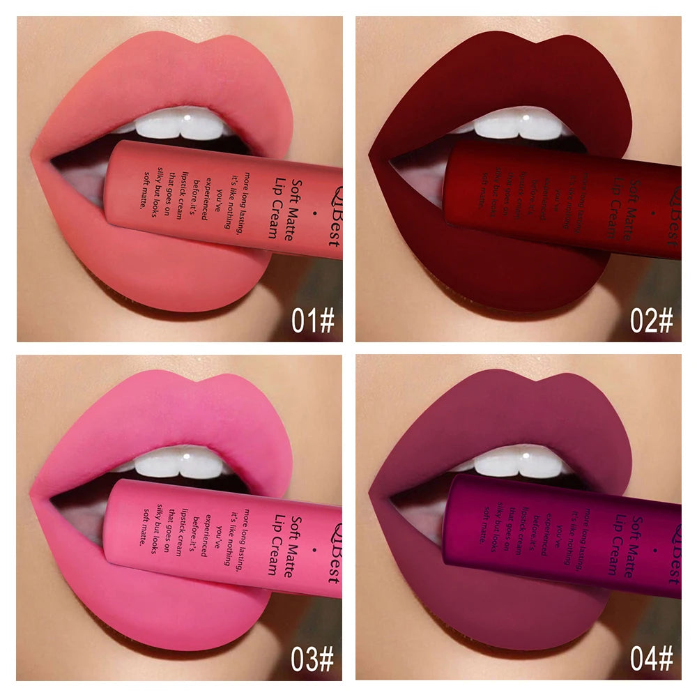 Hot Velvet Matte Nude Lip Gloss Sexy Long Lasting Non-stick Cup Nude Red Liquid Lipstick Waterproof 1 3