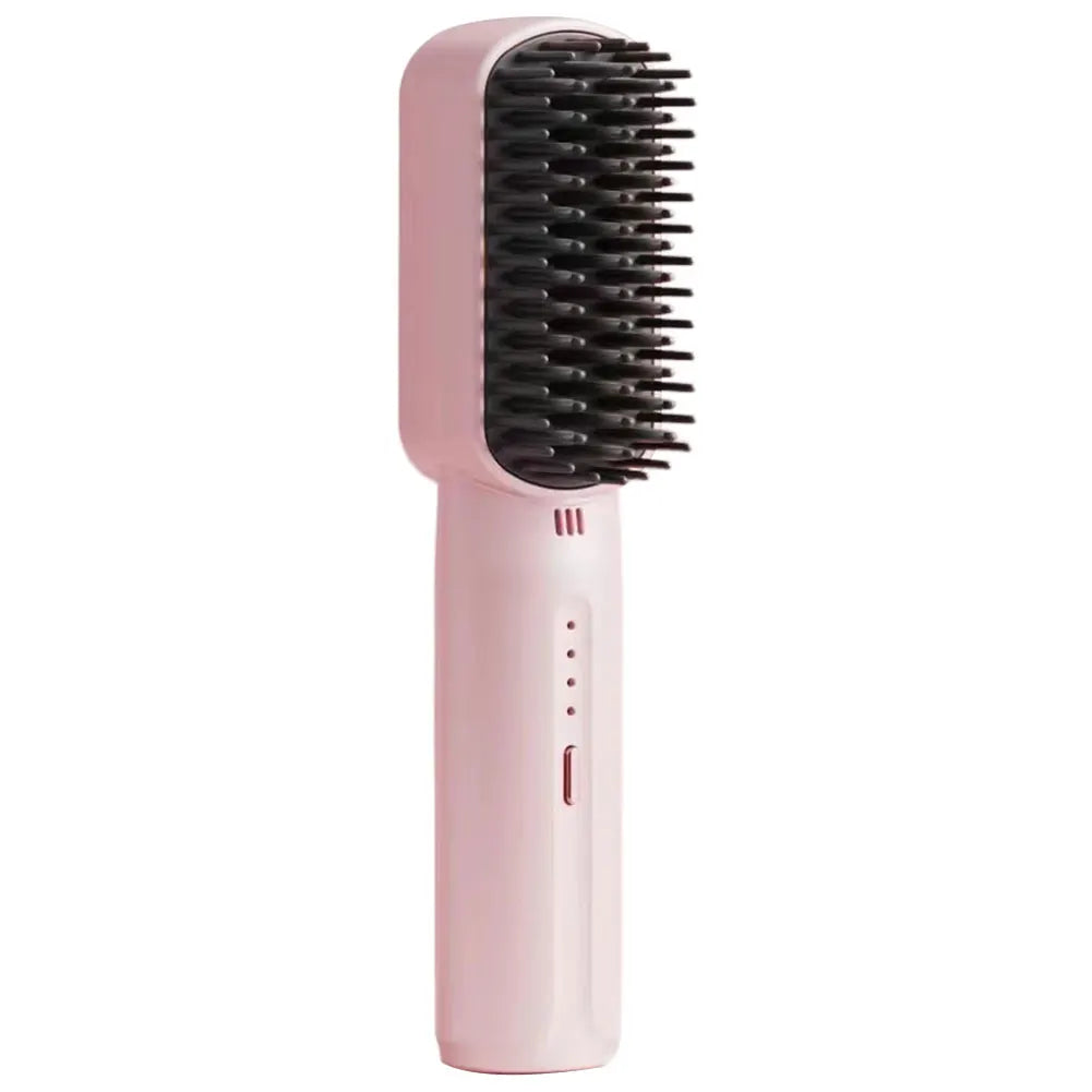 Cordless Electric Hot Comb Rechargeable Portable Straightening Brush Anti-Scald Hair Straightener Comb 3 Temp Settings for Women Pink / United States Black / United States