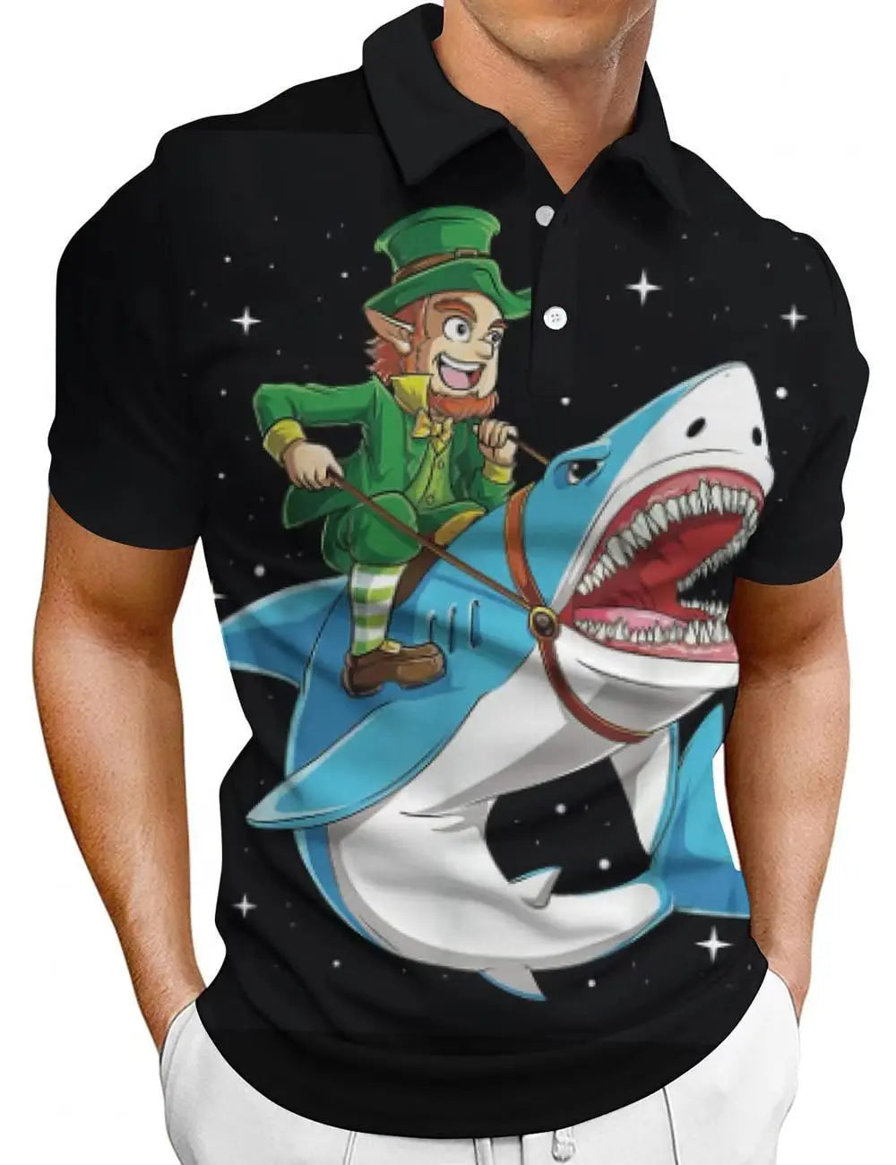 Men's 3D Flag Pattern Printed Short Sleeve POLO Shirt Zipper Men's T-Shirt