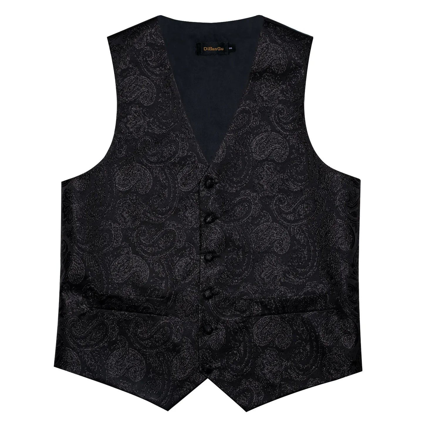 Luxury Paisley Men's Suit Vest Black Pink Red Wedding Prom Tuxedo Waistcoat Necktie Handkerchief Cufflink Sleeveless Jacket Vest