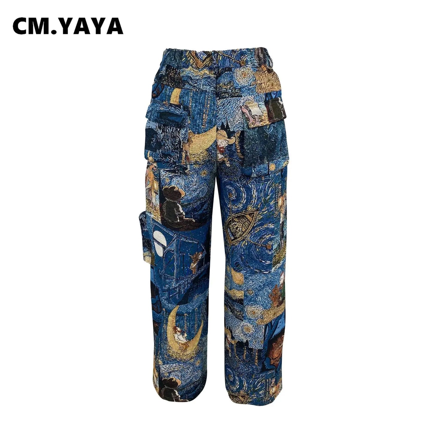 3D Print Wide Leg Cargo Active Hip Hop Straight Sweatpants Trousers
