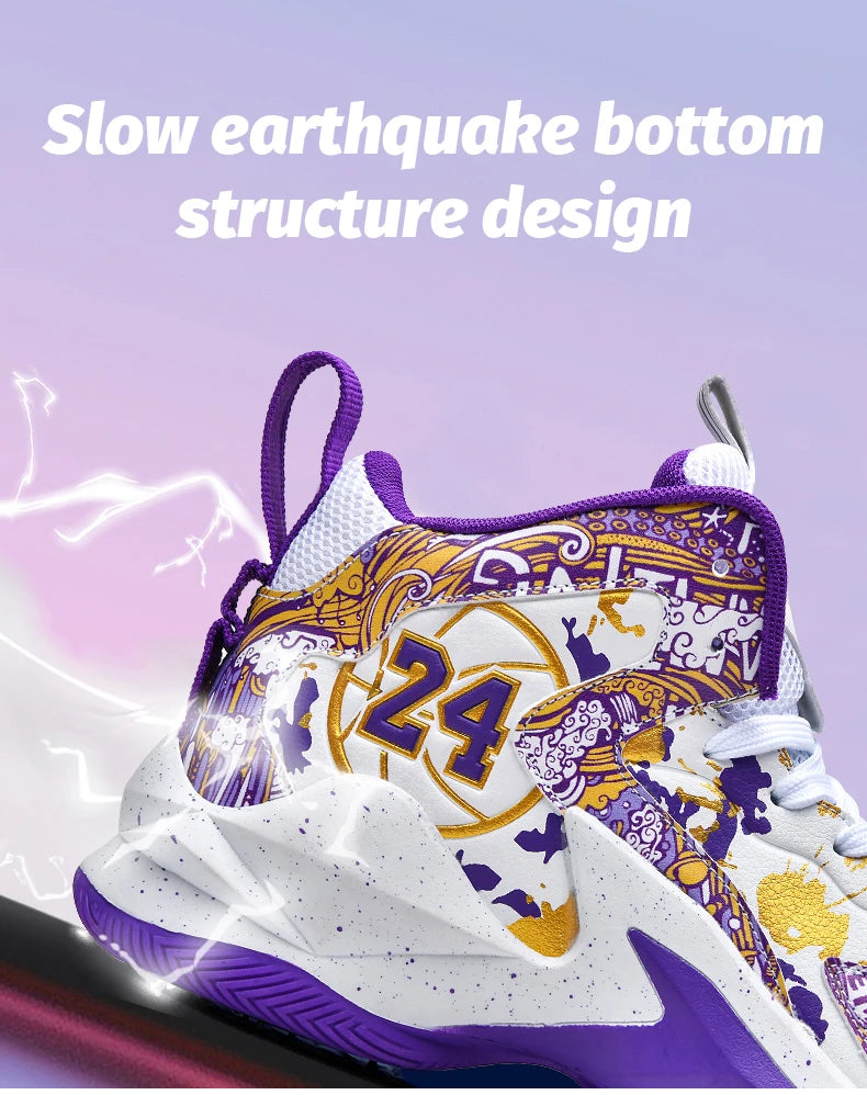Men's Basketball Breathable Outdoor Shoes Fashion Graffiti Training Shoes