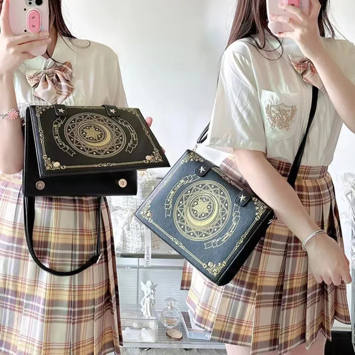 Gothic Square Black Shoulder Bag Luxury Designer Handbags Messenger Tote Bags Women