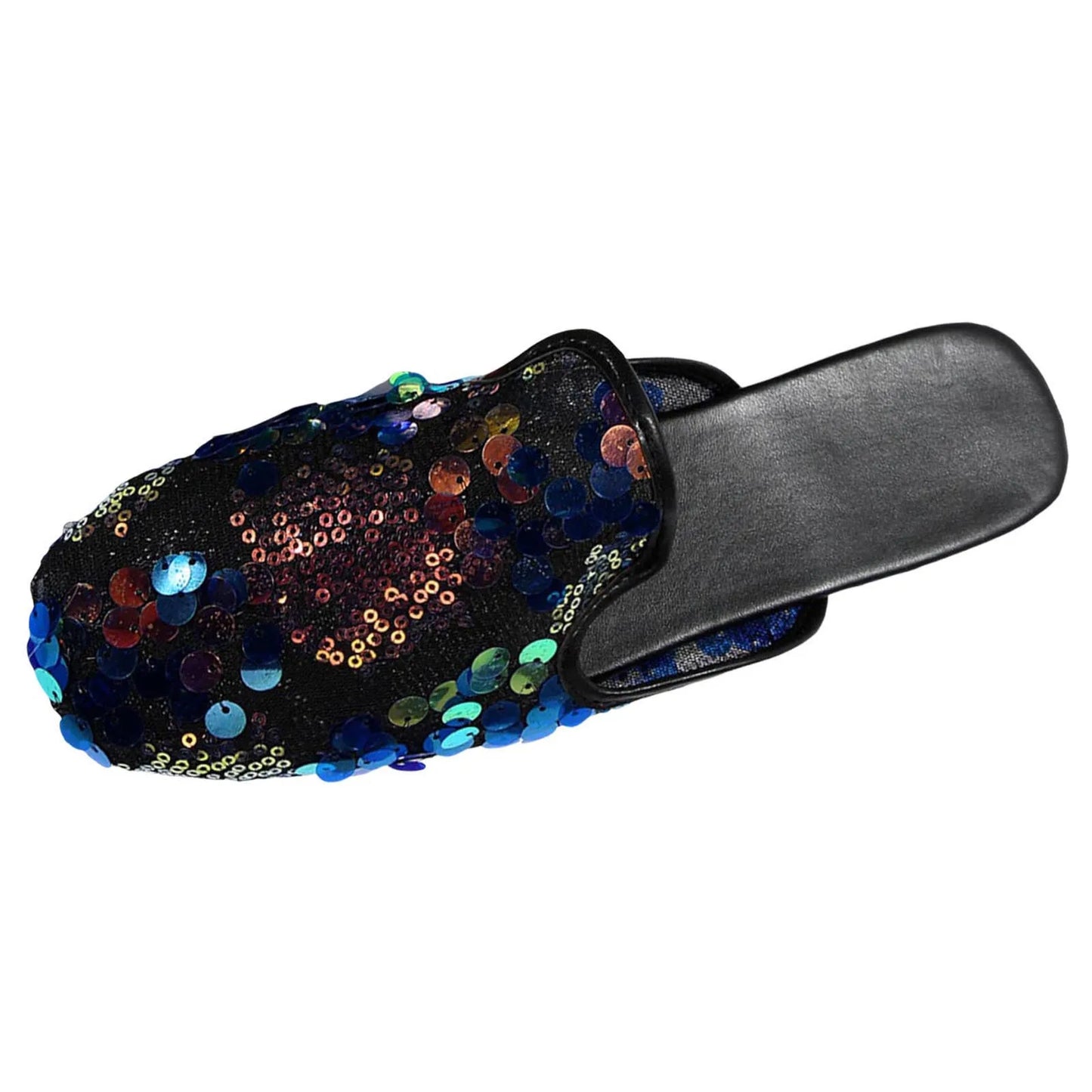 Women Casual Sequin Decoration Slipper Square Toe Flat Bottom Comfortable Sandals Slides Black / 40 / United States Black / 42 / United States