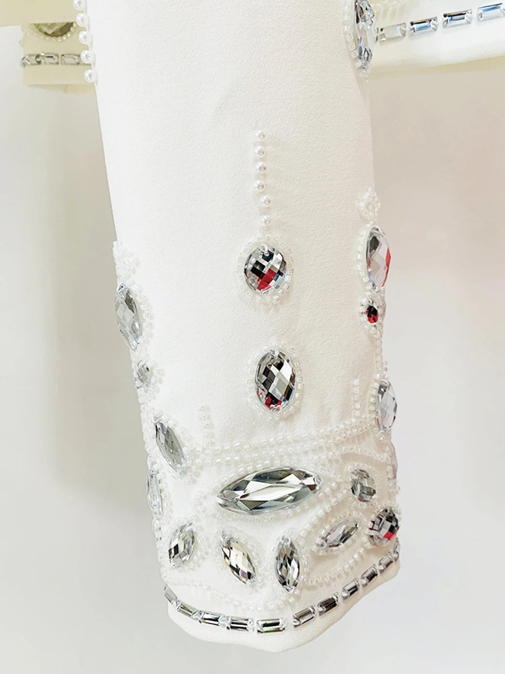 Long Sleeve Short Top and Mini Skirt Suit Outfit, Diamond Beaded Design,High Quality, 2 Pcs Set