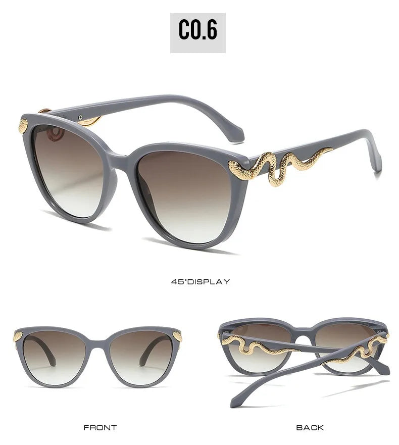 Metal Snake Trendy Street Shot Sun Glasses Brand Designer Ladies