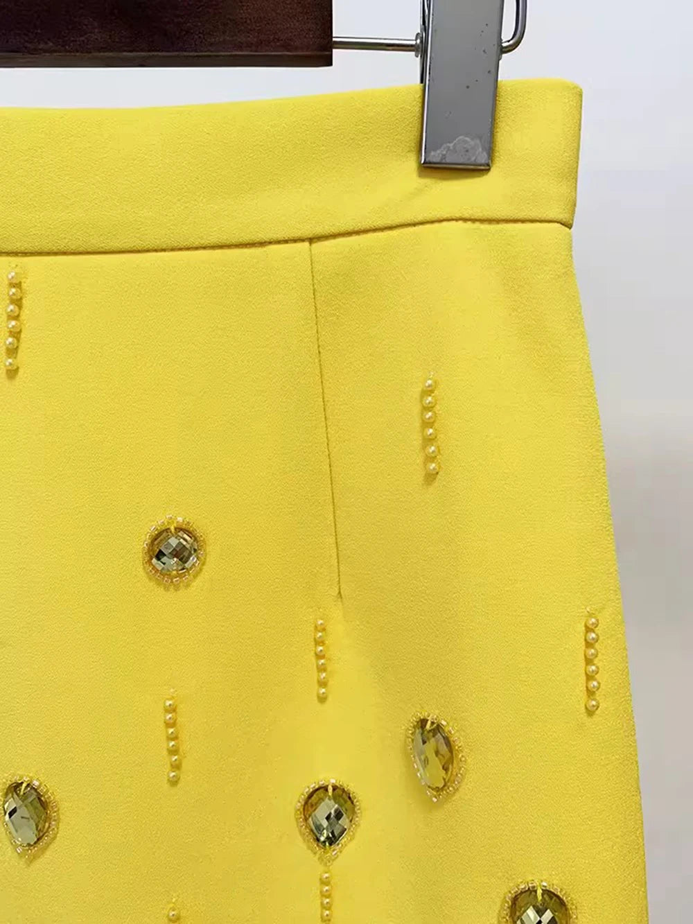 Long Sleeve Short Top and Mini Skirt Suit Outfit, Diamond Beaded Design,High Quality, 2 Pcs Set