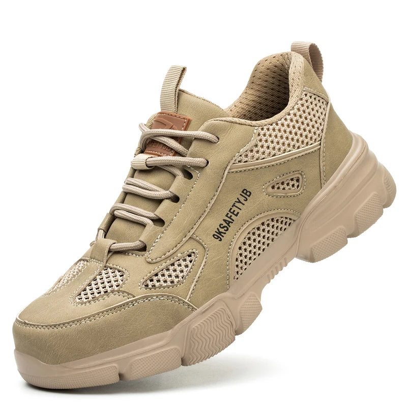Work Shoes Hollow Breathable Steel Toe Boots Lightweight Safety Work Shoes Anti-slippery For Men Women Male Work Sneaker