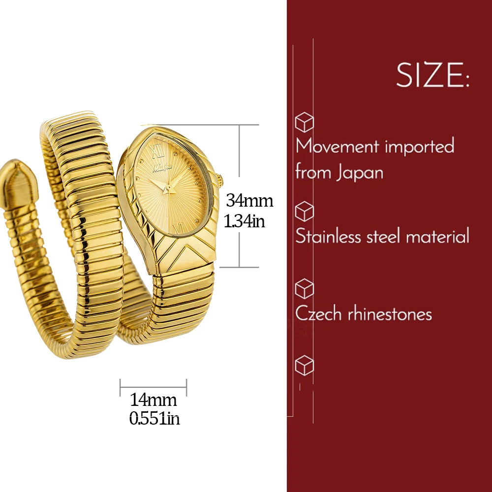 Women's Watches New Quartz Snake Shape Simple Ladies Watch Fashion Unique Strap Waterproof