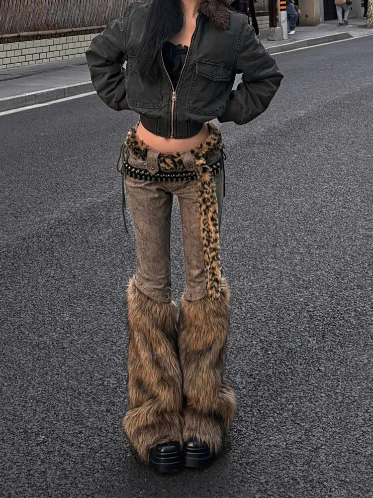 Raw Edge Micro-flared Jeans Millennial Fashion High Street Jeans Harajuku Hip Hop
