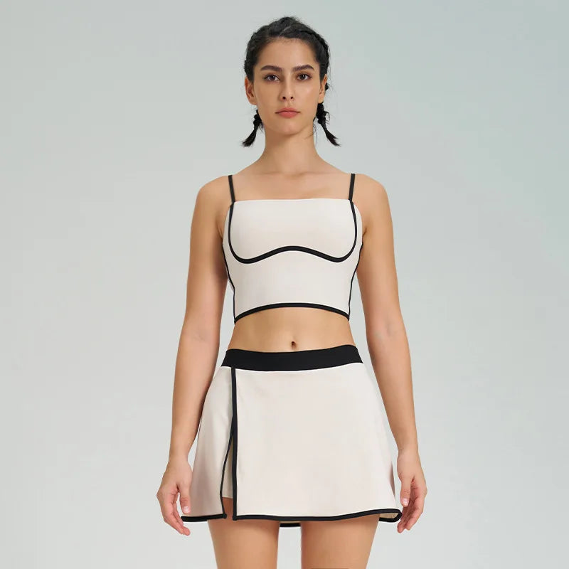 1/2PCS Yoga Set for Women Tennis Outfits Sports Bra Badminton Skirts Workout Sportswear Running Gym Wear Athletic Suits
