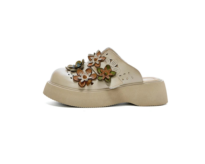 5cm Cow Genuine Leather Flats Comfy Shoes Platform Wedge Appliques Flower Hook Hollow Elthnic Women Slipper Mary Jane Rubber beige / 35 red / 40 red / 39 beige / 35-red / 40-red / 39-red / 38-red / 37-red / 36-red / 35-beige / 40-beige / 39-beige / 38-beige / 37-beige / 36-