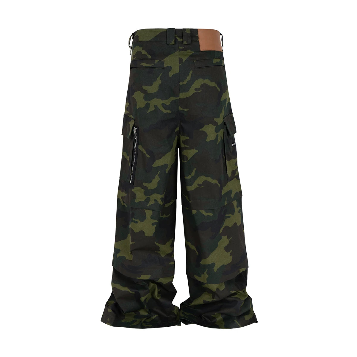 Color Match Multi-pockets Camouflage Cargo Pants for Men and Women Patchwork Baggy Overalls