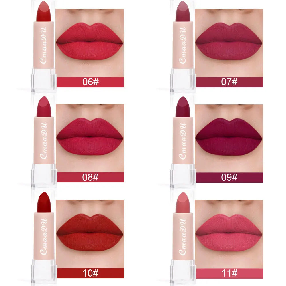 1PC Matte Nude Lipstick Waterproof Long Lasting Non-stick Red Pink Velvet Lipsticks Women Makeup Cosmetic 15 Colors 13 14