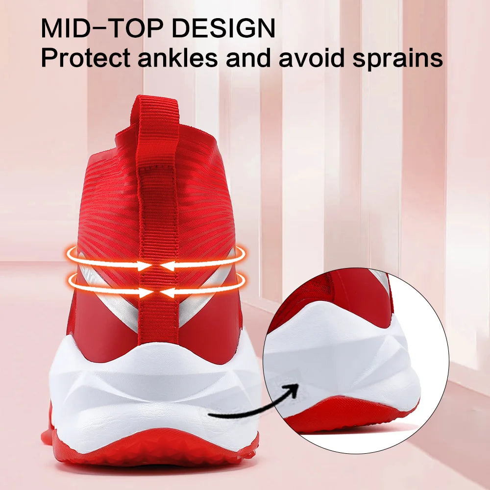 Kids Basketball Sneakers Durable Non-Slip Running Shoes