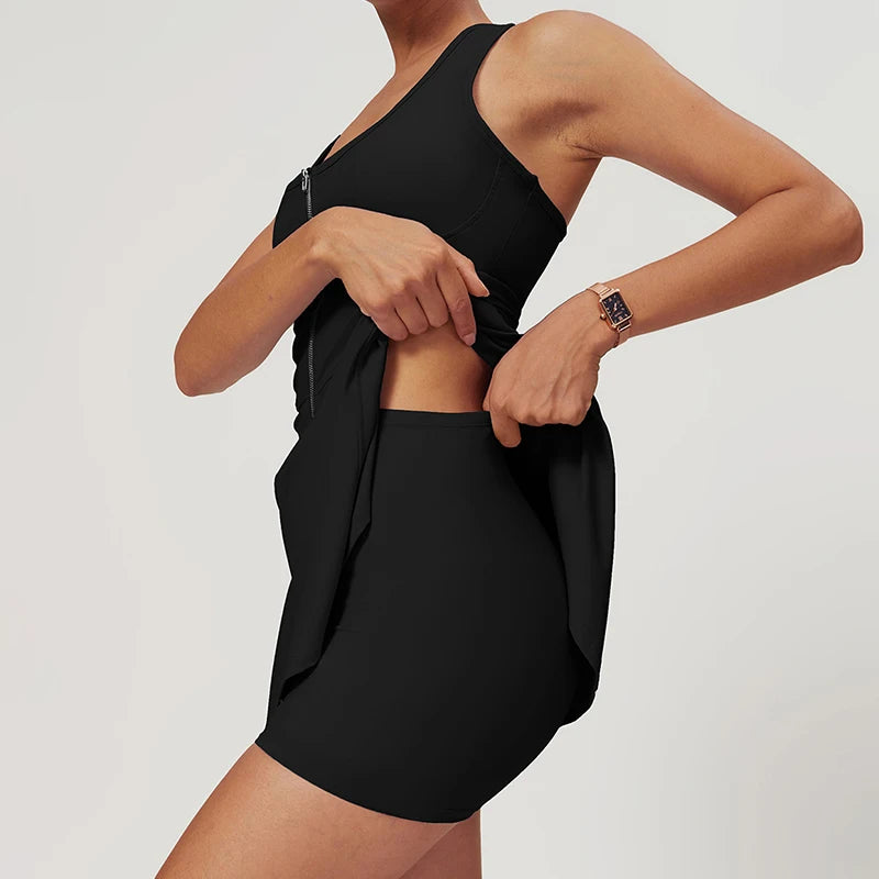 Women's Tracksuit Yoga Tennis Skirt Sets Short Sports Suit Gym Outfit Sexy Fitness Sportswear Golf Dress 2 Piece Workout Clothes