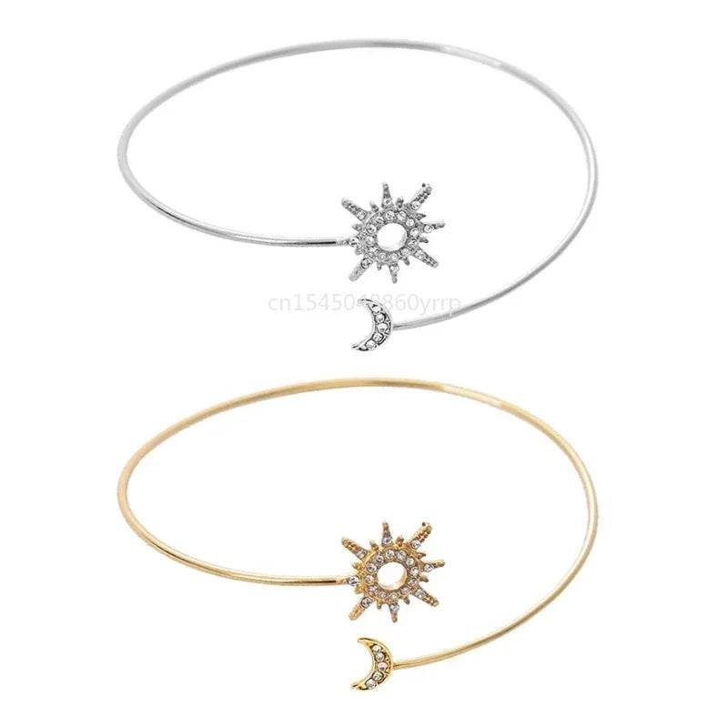 1 Pcs Rhinestones Arm Cuff for Women Armlet Bangle Arm Cuff Flexible - Fashionqueene.com