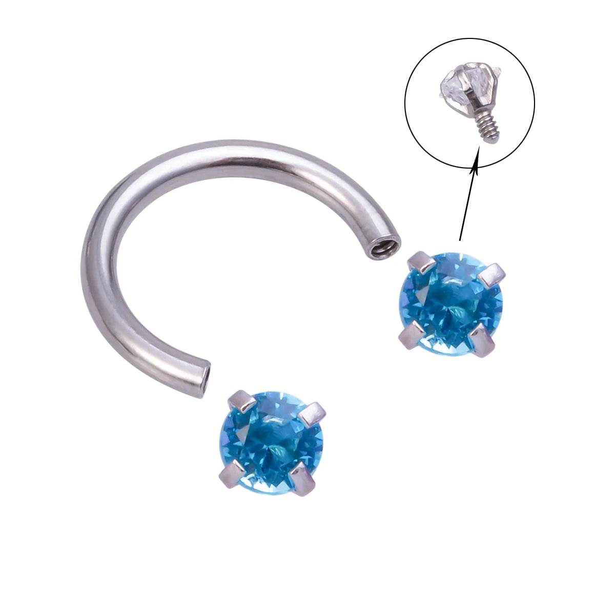 1pc Star Round Zircon Horseshoe Septum Piercing Nose Ring Hoop Eyebrow Lip Ring 8mm 16G - Fashionqueene.com