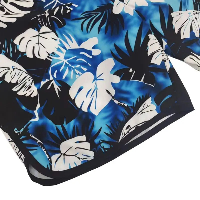 Men's Drawstring Printed Swimsuit Men Quick Dry Beach Trunks with Pockets and Lining