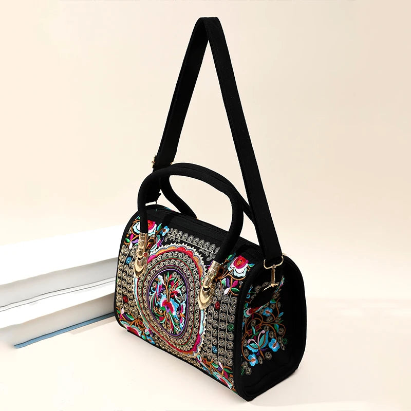 Women Shoulder Bag Handmade Embroidered Bohemia Handbag Large Capacity Canvas Shopping Tote