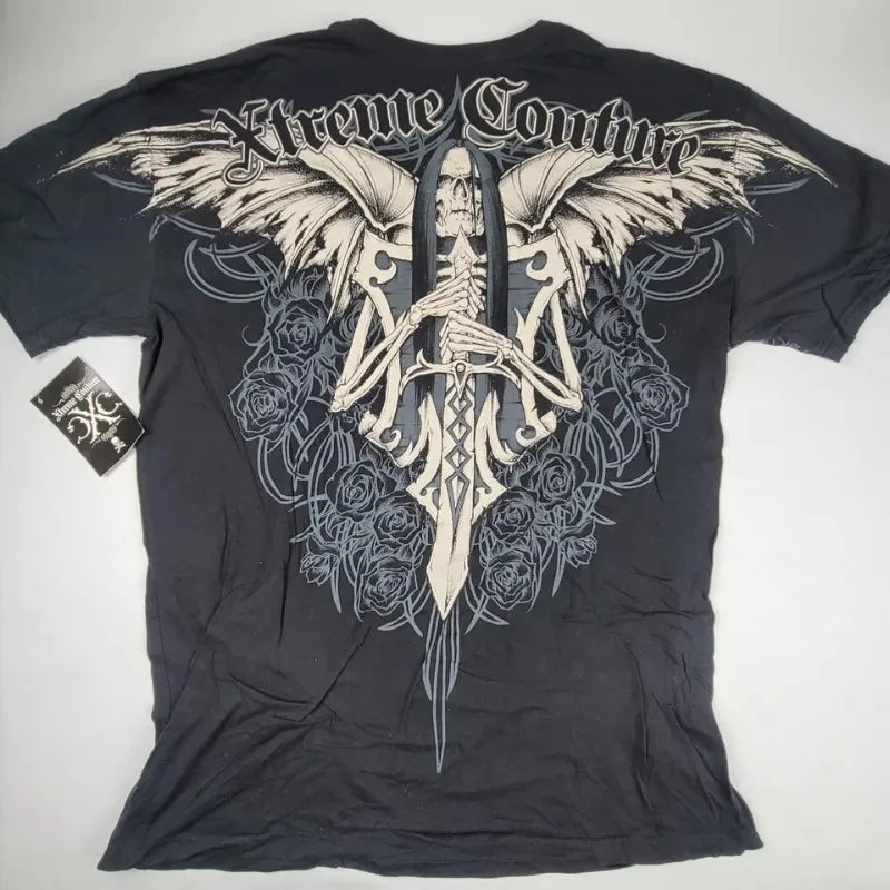 Xtreme Dark Grey Short Sleeves Woman High Street American HD Printing T-shirt Men and Women