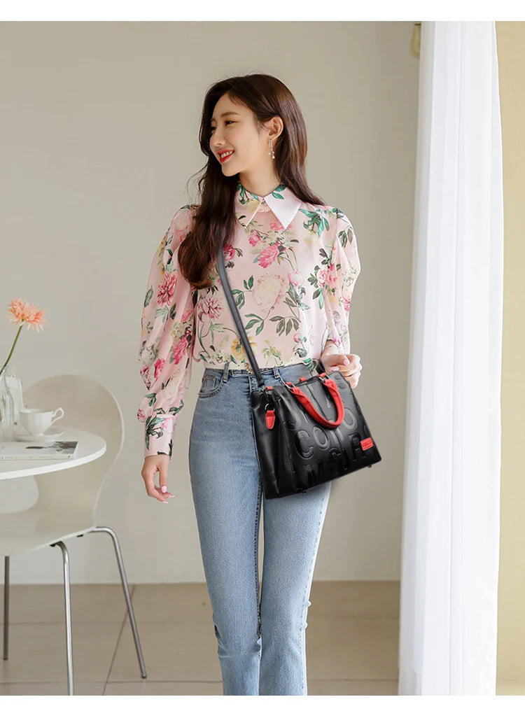 2-layer pockets Letter Printing Luxury Handbags Women Leather Bags Vintage Ladies Shoulder Crossbody Bags for Women Tote Bag