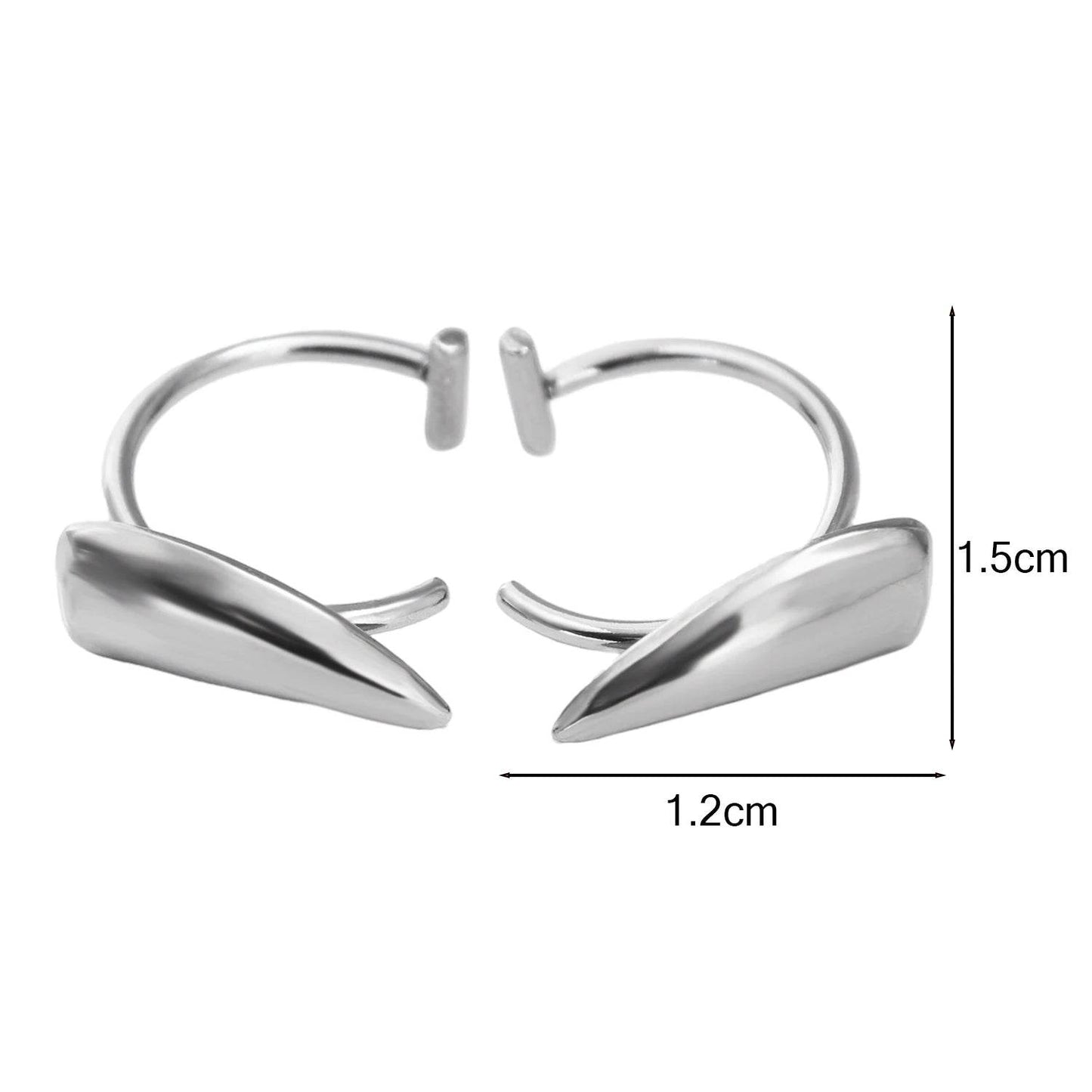 1pair Stainless Steel Sharp Teeth Fake Piercing Lip Ring Punk Exaggerated Jewelry for Women Gothic - Fashionqueene.com