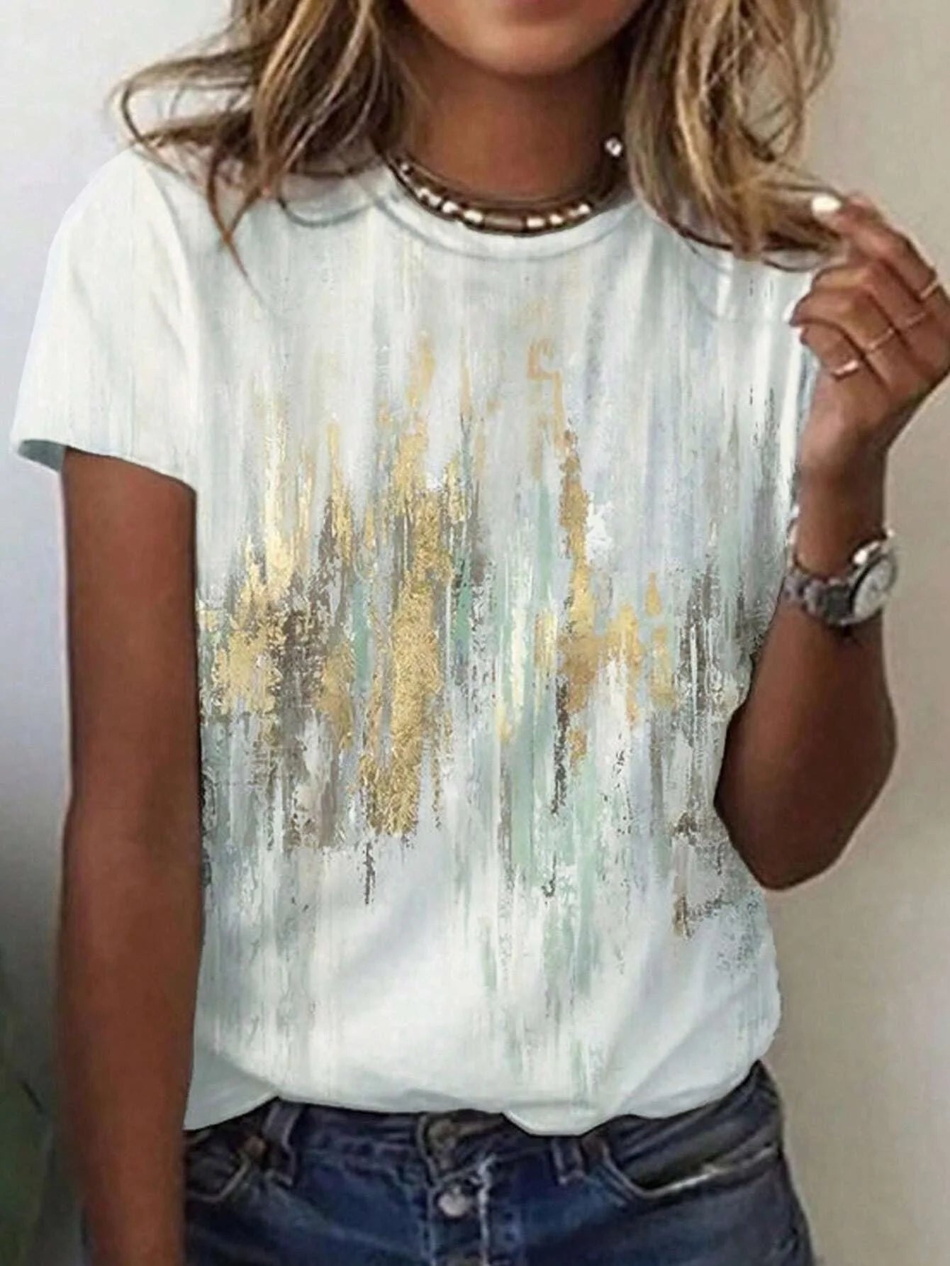 Printed Regular Fit Women's Casual Short Sleeve T-Shirt