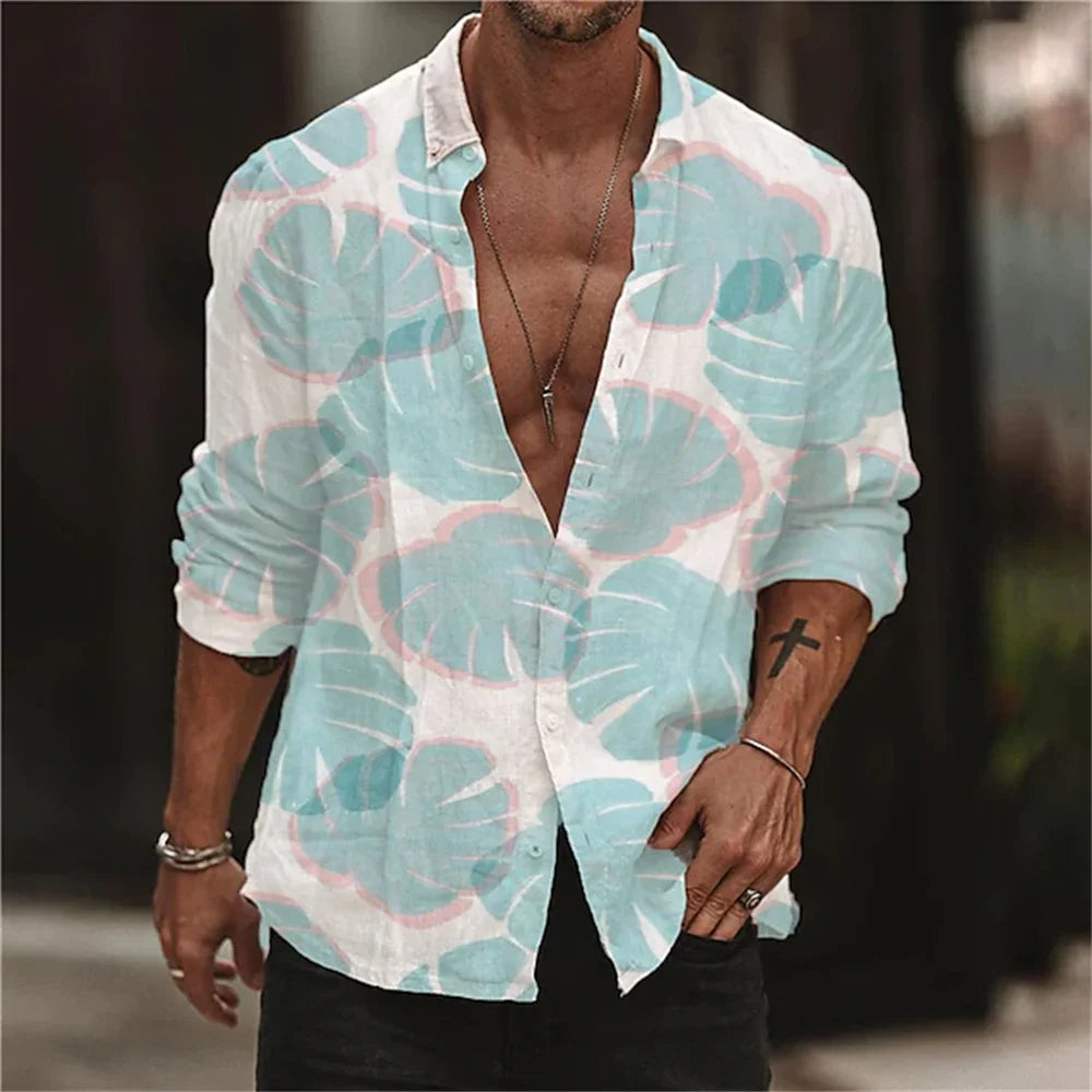 Musical Notes Beige Casual Long Sleeve Button Clothing Sports Fashion