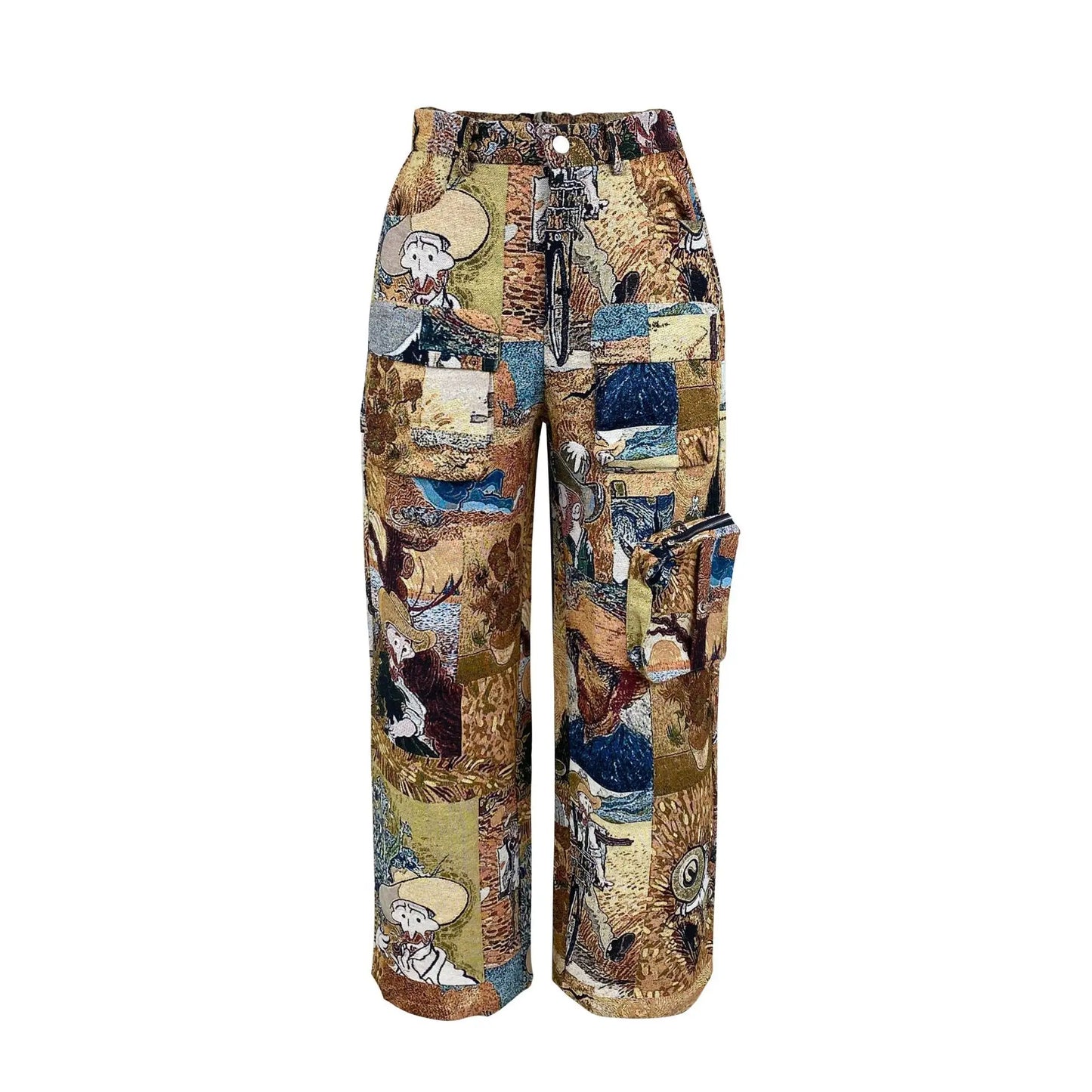 3D Print Wide Leg Cargo Active Hip Hop Straight Sweatpants Trousers