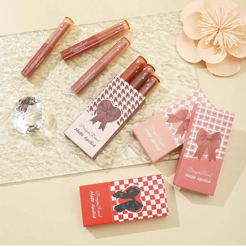 1/3pcs Nude Lipstick Crayon Long Lasting Matte Lipstick Pencil 24 Hours Waterproof Set Lip Moisturizer Colouring Lip Tint Stick - Fashionqueene.com