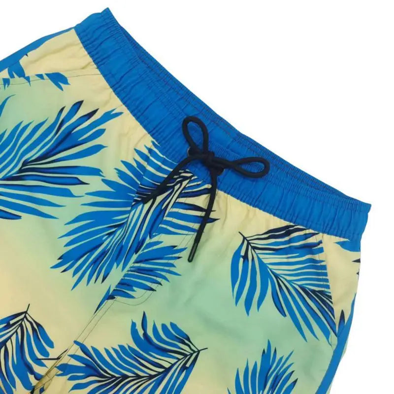 Men's Drawstring Printed Swimsuit Men Quick Dry Beach Trunks with Pockets and Lining