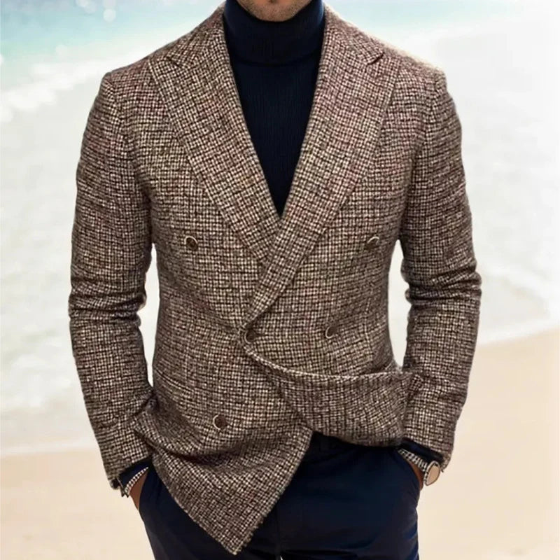 Men s Classic Plaid Print Fit Blazer Jacket with Notched Lapel and Two Button Closure for Fall Fashion Comfort