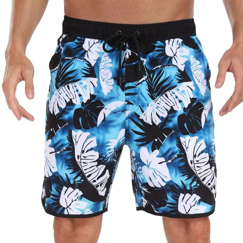 Men's Drawstring Printed Swimsuit Men Quick Dry Beach Shorts