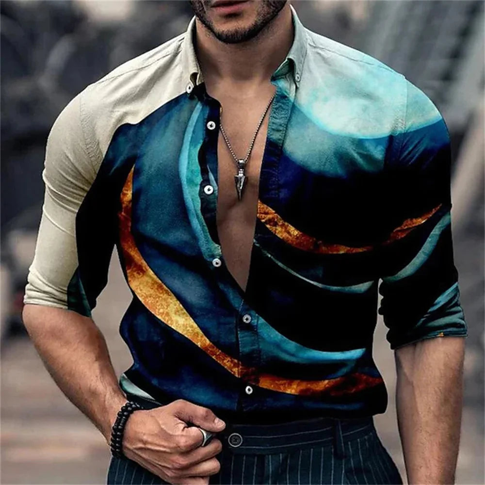 Musical Notes Beige Casual Long Sleeve Button Clothing Sports Fashion