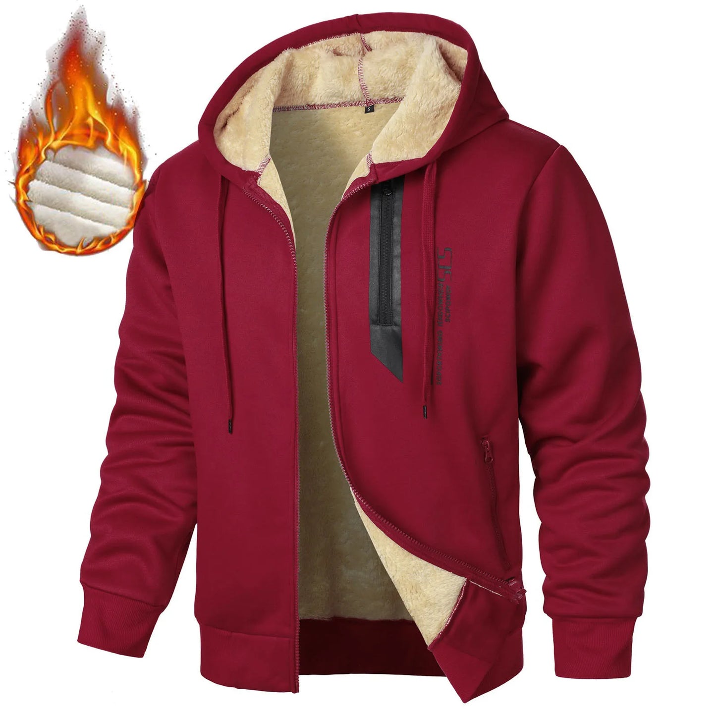 Men's Zipper Hoodie Jackets Lamb Wool Outerwear Coats Loose Casual A-Black / S / United States A-Black / XL / United States