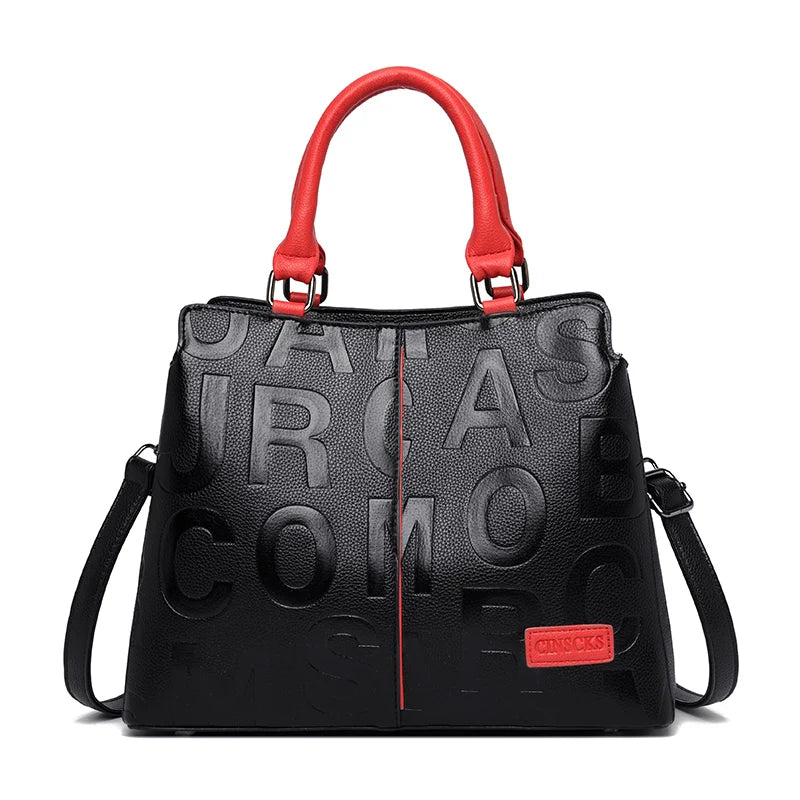 2-layer pockets Letter Printing Luxury Handbags Women Leather Bags Vintage Ladies Shoulder Crossbody Bags for Women Tote Bag