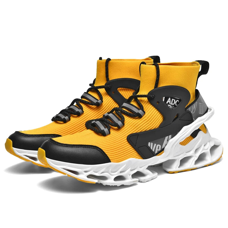 Men's Breathable Walking Tennis Running Shoes Blade Fashion Sneakers Yellow United States