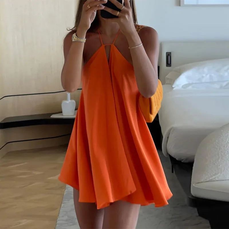 Off Shoulder Dress Elegant Sleeveless Hollow Out Backless