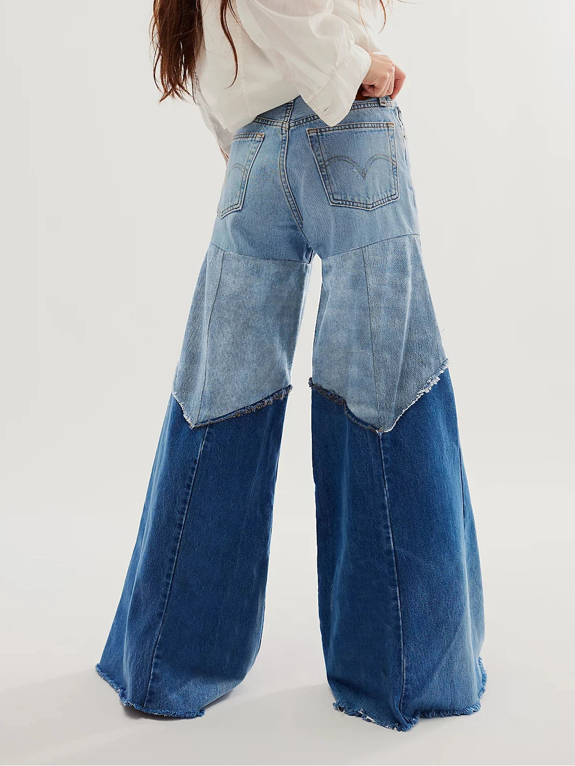 Patchwork High Waist For Female Denim Pants Slimming Color Wide-legged Colorblock Pocket Flares Trousers Blue / XXXL / CHINA Blue / 4XL / CHINA Blue / XL / CHINA Blue / XXXL / CHINA-Blue / 4XL / CHINA-Blue / XL / CHINA-Blue / XXL / CHINA-Blue / M / CHINA-Blue / L / CHINA-