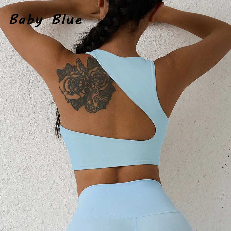 Backless Women Crop Top Fitness Solid Sports Bra Gym Shockproof