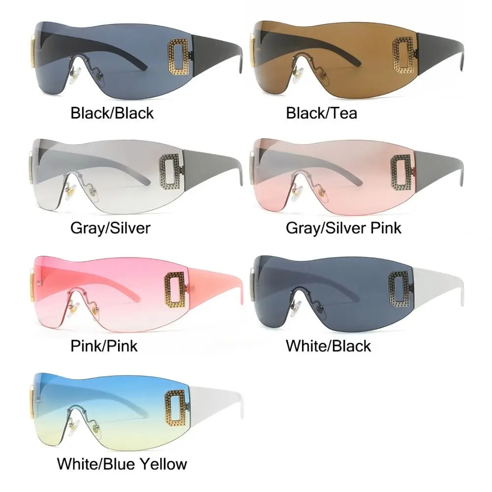 Luxury Y2K One Piece Sunglasses Women Brand Designer New Punk Sports Sun Glasses Men Goggle Shades UV400 Fashion Letter Eyewear