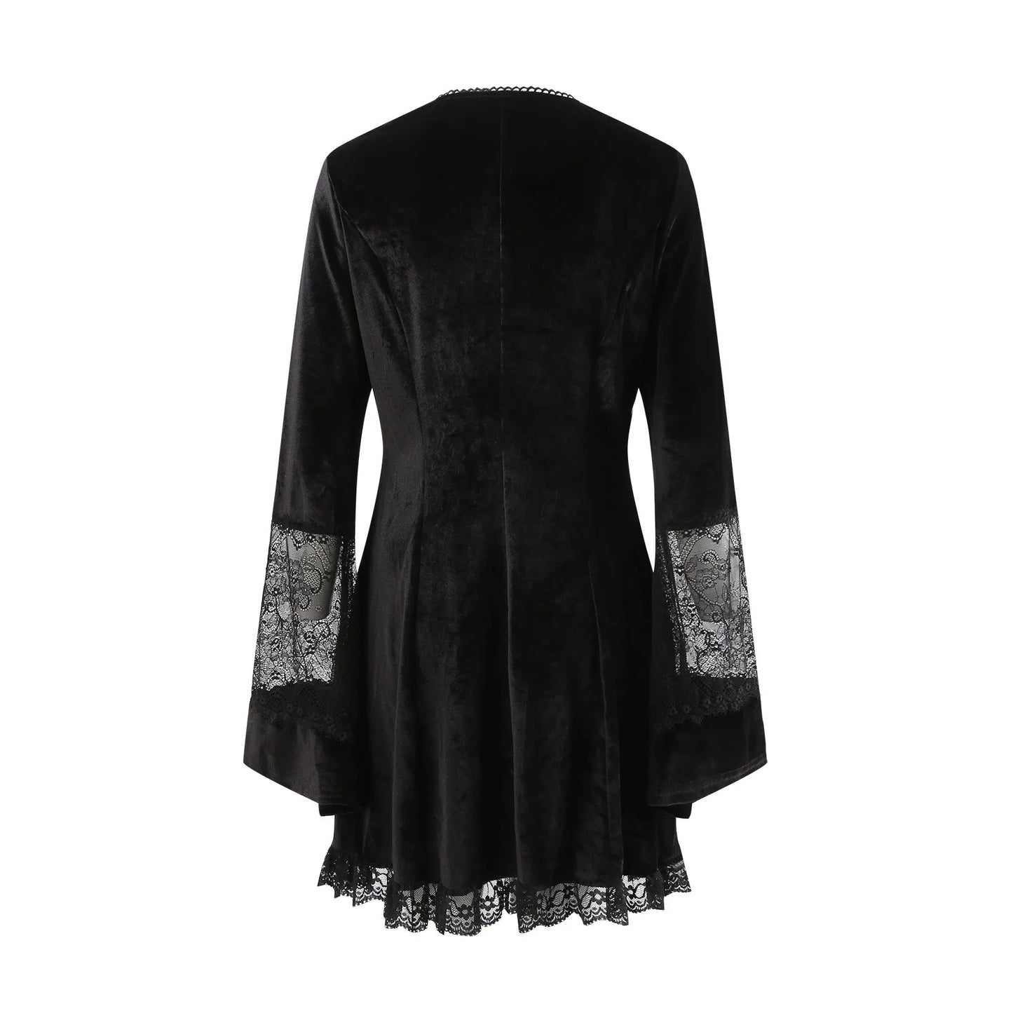 Black Velvet Gothic Dress Grunge Lace Trim Mini Emo Punk