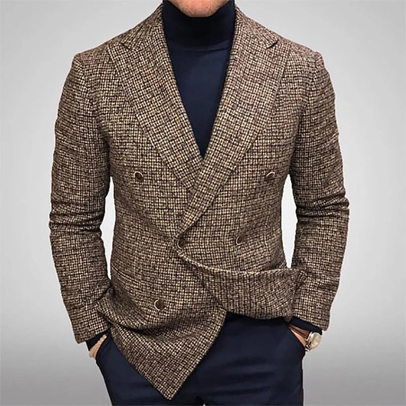 Men s Classic Plaid Print Fit Blazer Jacket with Notched Lapel and Two Button Closure for Fall Fashion Comfort