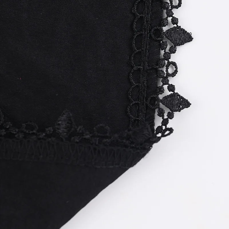 Vintage Gothic Smock Women Elegant Cute Lace Patchwork Puff Sleeve Crop Tops Aesthetic Fairy